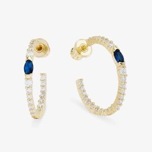 MELINDA MARIA NWT Maven, 1 inch, diamond and sapphire hoops.